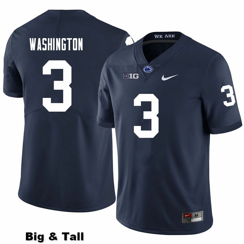 NCAA Nike Men's Penn State Nittany Lions Parker Washington #3 College Football Authentic Big & Tall Navy Stitched Jersey GRZ5498CK